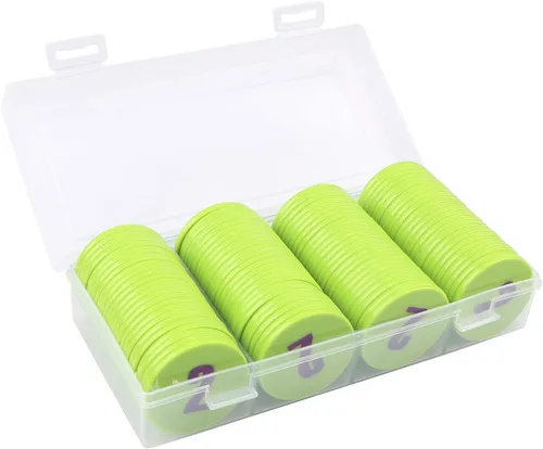 Miniatura 20 de Juego de 100 fichas de póquer – Monedas circulares de plástico de 1.58 pulgadas para juegos y contar, 0.16 oz cada una, accesorios perfectos