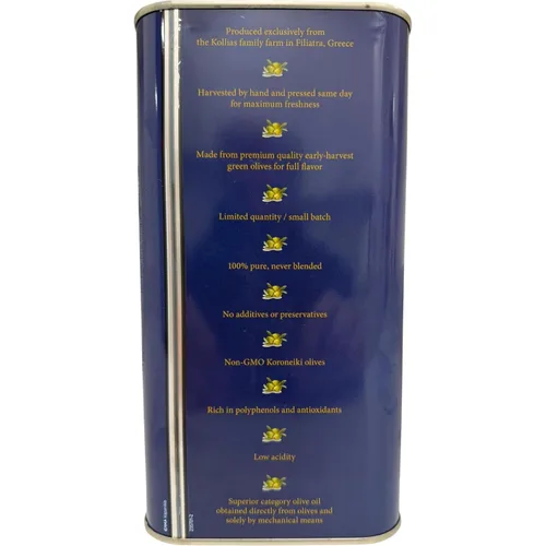 Miniatura 3 de Aceite de oliva virgen extra virgen de cosecha temprana Kollias 2025 de una sola fuente 3L (1)