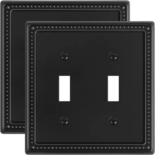 Miniatura 127 de Paquete de 4 placas de cubierta para interruptor de luz de palanca individual, cubiertas decorativas de perlas, placa de pared de metal almendra