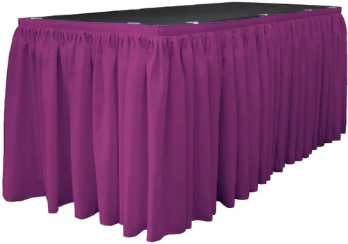 Miniatura 4 de LA Linen Falda de mesa de popelina de poliéster para mesas rectangulares, tela plisada para banquetes de boda, 14 pies por 29 pulgadas de largo