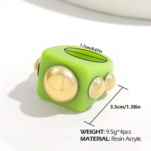 Miniatura 5 de Sloong- Anillos de resina acrílica estilo Y2K gruesos estilo retro de plástico bonitos coloridos transparentes modernos hechos a mano de golosinas