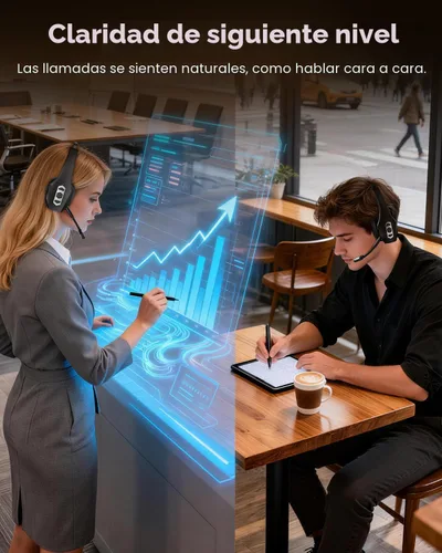 Miniatura 8 de Auriculares Bluetooth Trucker con base de carga, auriculares inalámbricos manos libres con micrófono de cancelación de ruido y botón de silencio