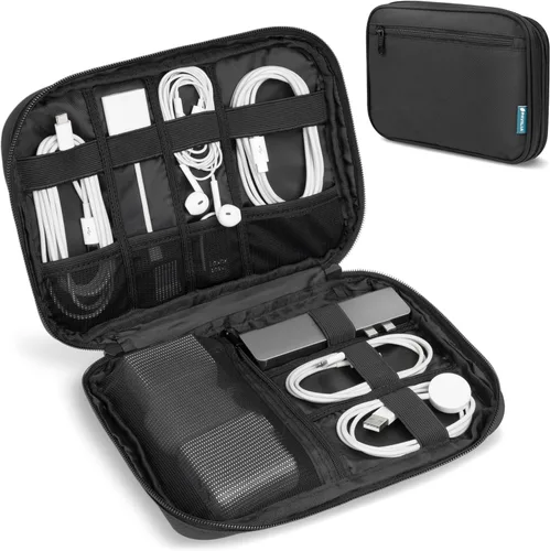 PAVILIA Organizador de cables de viaje, organizador electrónico de viaje, estuche de almacenamiento de cables, bolsa pequeña para cable de carga,
