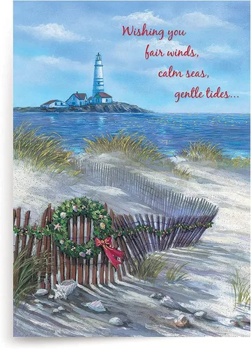 Miniatura 18 de Red Farm Studios Designer Greetings - Tarjetas de Navidad en caja, diseño de hombre de arena de playa con gaviotas