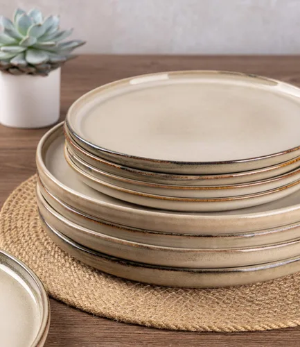 Miniatura 5 de Juego de platos de cerámica AmorArc, juego de 6, platos de 8.5 pulgadas de esmalte reactivo de gres, platos para postre, ensalada, aperitivo, cena