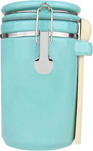 Miniatura 5 de Blue Donuts tarro de cerámica hermético de 25 Oz, recipiente de almacenamiento de alimentos, bote de cocina, tarro de harina de 739 ML con tapa
