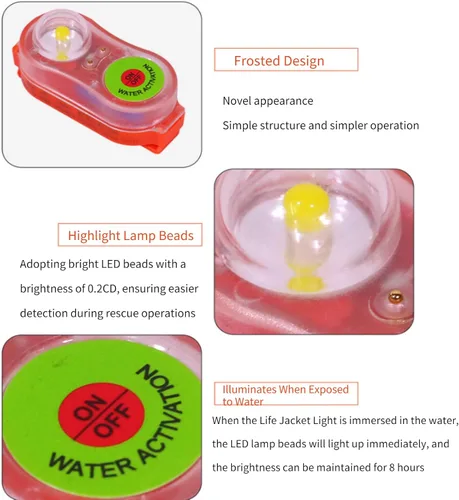 Miniatura 4 de Luz de chaleco salvavidas, luz estroboscópica con localizador automático, luces estroboscópicas de barco marino, equipo de supervivencia LED