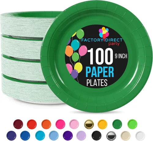 Miniatura 13 de Exquisite Party Solids - Platos desechables de papel amarillo de 7 pulgadas, para fiestas, 100 unidades, resistentes, 350 GSM, suministros