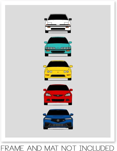 Miniatura 2 de Custom Car Posters Póster hecho a mano compatible con Acura Integra Evolution Generations e impresión de Acura Integra, multicolor, 8 x 10 pulgadas