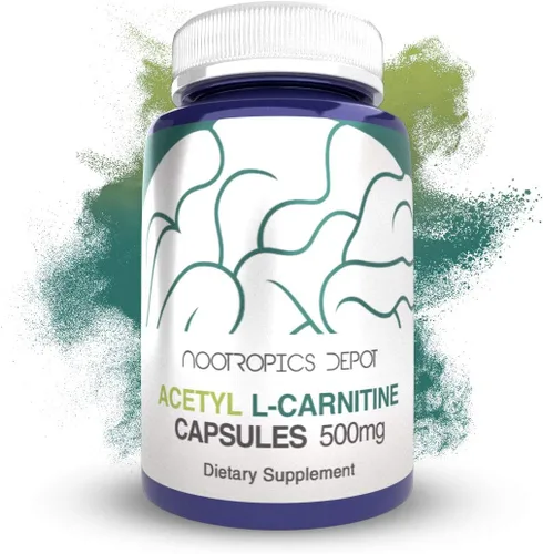 Nootropics Depot Cápsulas de acetil L-carnitina | 500 mg | 90 unidades | Forma HCL | Suplemento energético | Apoya la función mitocondrial | ALCAR