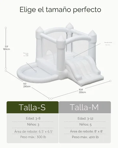 Miniatura 7 de Outfunny - Casa hinchable blanca con tobogán, casa hinchable interior para niños de 3 a 8 años con pozo de bolas, área de rebote de 6.5 x 6.5 pies