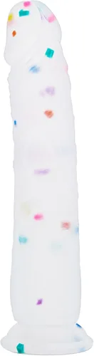 Consoladore de 9 Pulgadas Confetti de Silicona Realista con Base de Ventosa Acampanada para Uso sin Manos, Consolador Anal para Punto G Vaginal y