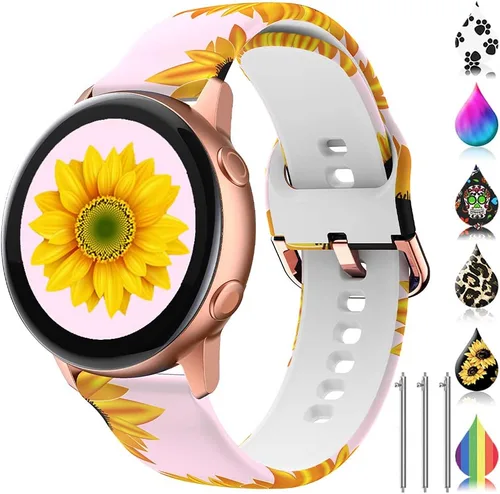 Miniatura 6 de Correas florales compatibles con Samsung Active 2, Watch Band de 1.575 pulgadas/1.732 pulgadas, Active Watch Band 1.575 pulgadas, correa de silicona