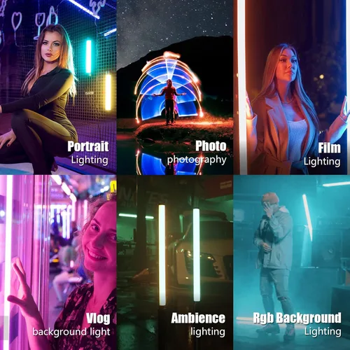 Miniatura 5 de Mettlelite Paquete de 2 luces TLX2 RGB tubo de luz LED a todo color con APP DMX Control 2 pies 2800K-8000K CRI96 TLCI97 360° RGB CCT HSI Modo
