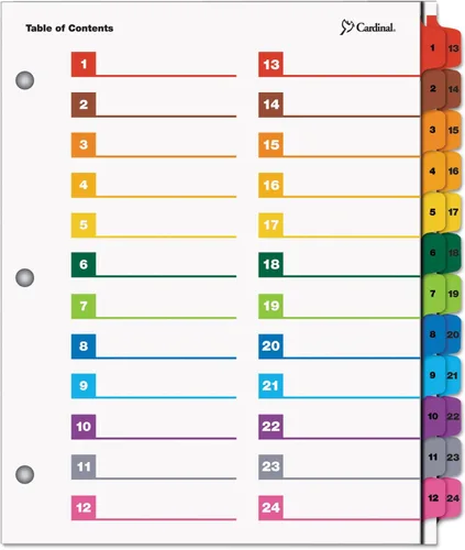 Productos Cardinal de TOPS: Índice y separadores para imprimir OneStep, Multicolor