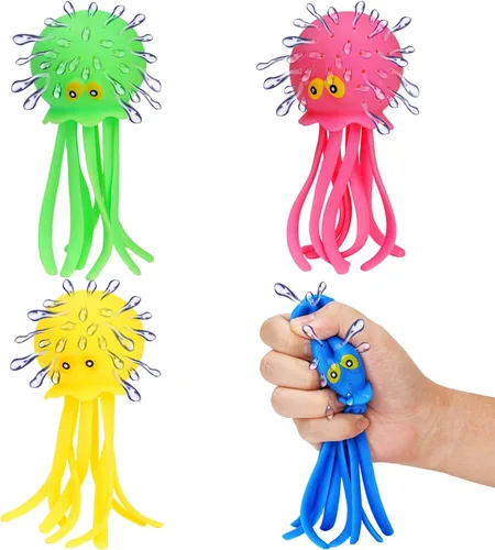 4 piezas de bolas de agua de pulpo, juguete de baño, alivio del estrés sensorial, flotante para piscina, playa, bañera, bomba de agua reutilizable,