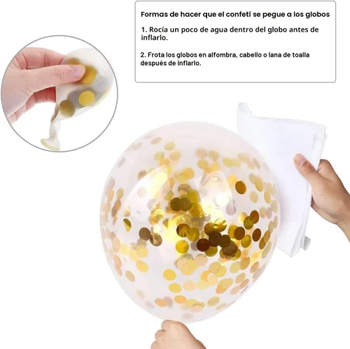 Miniatura 4 de Globos de confeti azul marino y dorados, 50 unidades de 12 pulgadas, globos de cumpleaños de perla blanca y dorados metálicos cromados