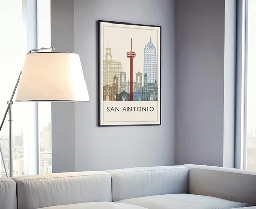 Miniatura 2 de Póster de horizonte de San Antonio, impresión de paisaje urbano y monumento, arte de pared para el hogar, decoración de pared de oficina, 12 x 18