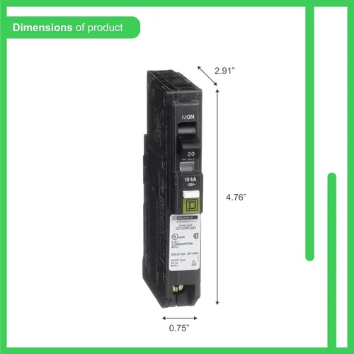 Miniatura 3 de Square D by Schneider Electric Square D - QO120PCAFI - Disyuntor CAFCI neutro enchufable de 20 amperios de un solo polo