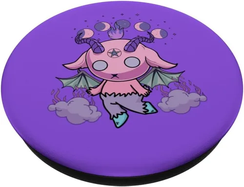 Miniatura 2 de Pastel Goth Kawaii Baphomet Anime Creepy Cute Pink PopSockets púrpura intercambiable PopGrip