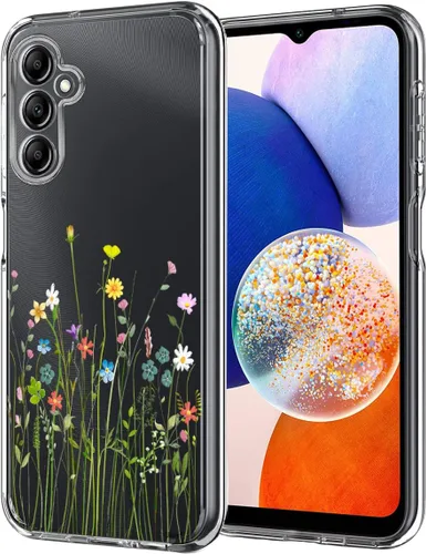 Miniatura 9 de Unov Funda diseñada para Galaxy A14 4G / 5G, funda transparente con patrón antideslizante en relieve, a prueba de golpes delgada protectora
