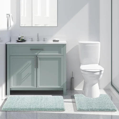 Miniatura 119 de Yimobra Alfombra de baño de felpa esponjosa, súper lanuda suave, cómoda, antideslizante, absorbente de agua, alfombra de baño de microfibra que se