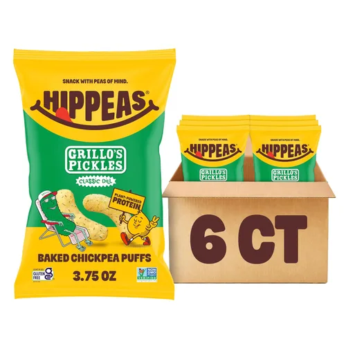 Miniatura 12 de Hippeas Puffs de garbanzos, todo disfrazado, 6 bolsas de 4 onzas, bocadillos de garbanzos crujientes horneados con 0.11 onzas de proteína vegetal