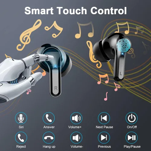 Miniatura 7 de Auriculares inalámbricos, auriculares deportivos Bluetooth 5.4 IPX8 impermeables, auriculares sobre la oreja de 70H con sonido de graves profundos