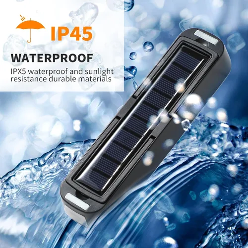 Miniatura 7 de Linterna solar recargable para campamento, 2000 lúmenes, 4 modos de luz, carga solar y USB (negro)
