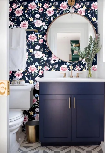 Miniatura 7 de Blooming Wall DPY53-D Papel pintado de rosas frescas de acuarela con hojas boho texturizadas despegar y pegar autoadhesivo papel pintado pre-pegado