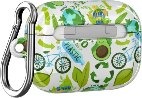 Miniatura 4 de Funda compatible con Airpods Pro Airpods 1, 2, 3 generación, sostenible, de cuerpo completo, diseño ecológico, funda de plástico con llavero Go
