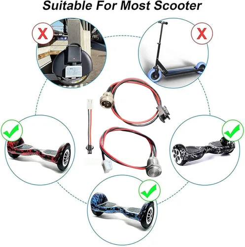 Miniatura 5 de Puerto de carga Hoverboard de repuesto para Hover-1 Swagtron TOMOLOO Segway Smart Self-Balancing Scooter Eléctrico etc. (2 puntas 3 pines)