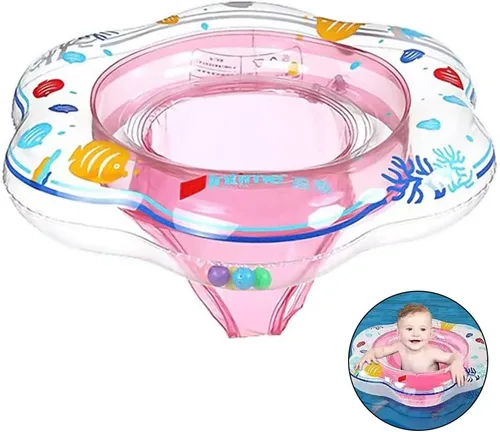 Arcimatto Flotadores de piscina para bebés, balsa inflable con asa, asiento de seguridad doble, anillo de natación para niños, flotadores de agua,