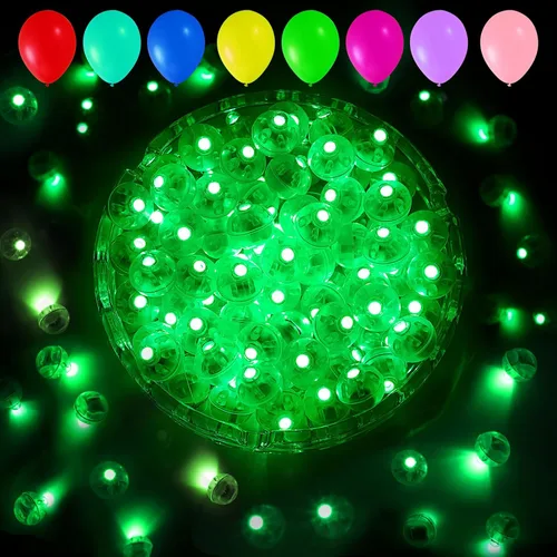 Miniatura 23 de Aogist 100 luces de globo Mutilcolor, luz de bola pequeña impermeable de largo tiempo de espera, lámpara LED redonda para linterna de papel, fiesta