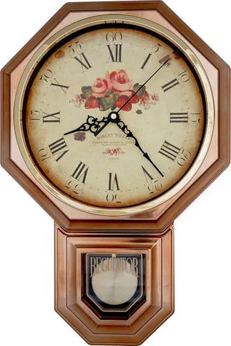 Miniatura 15 de JUSTIME Reloj de pared clásico vintage tradicional de estilo Schoolhouse, con péndulo y melodía Westminter cada hora, relojes de pared con melodía