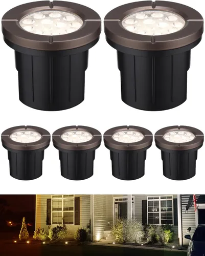 Miniatura 10 de LEONLITE Dia. 4 Pulgadas Luces de Pozo LED Empotradas en Suelo 5CCT para Paisajismo, 5 Temperaturas de Color Seleccionables, 12-24V AC/DC CRI90 Bajo