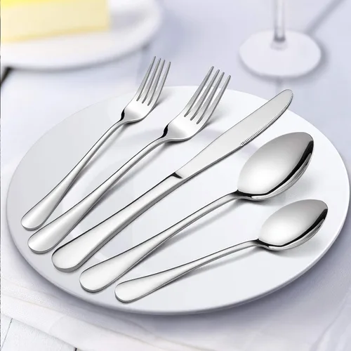 Miniatura 4 de E-far - Juego de cubiertos de 31 piezas de acero inoxidable para 4 personas con organizador de utensilios, incluye tenedores, cucharas, cuchillos