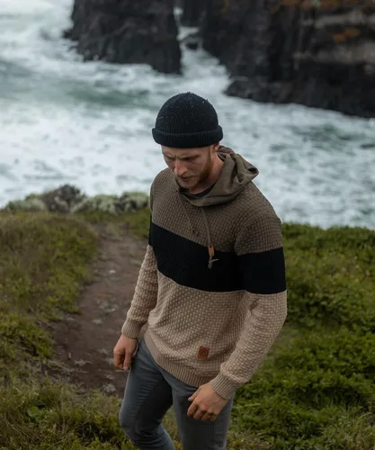 Miniatura 4 de Zaitun Sudadera con capucha para hombre, de manga larga, de punto sólido, suéter con capucha