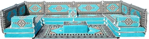 Miniatura 34 de arabicsofa Cojines de piso árabe en forma de U – Sofá tradicional Majlis con sofá otomano