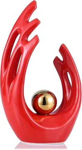 Miniatura 12 de LCCCK Decoración estética dorada de 9.5 pulgadas de alto, soporte de TV, centro de mesa funky, estatua y escultura de cerámica de arte abstracto