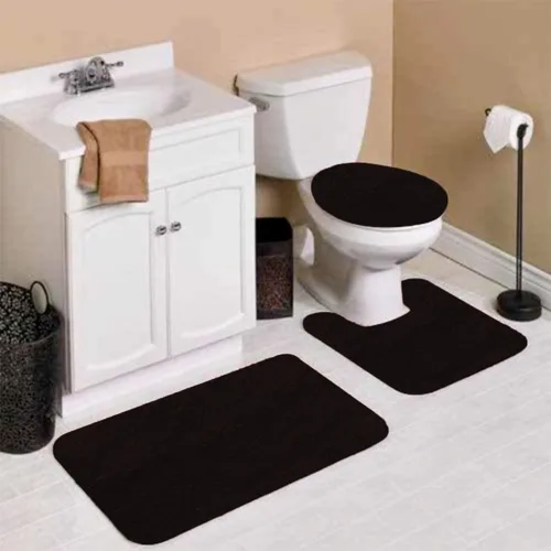 (#6) Juego de baño de 7 piezas con alfombrilla de baño con tapa de inodoro de contorno con alfombras de respaldo de goma con accesorios en varios