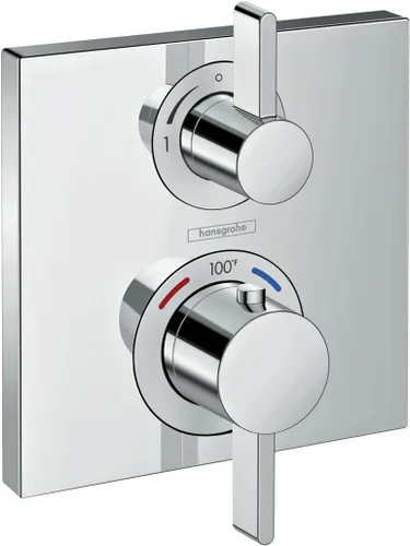 Miniatura 6 de hansgrohe Ecostat 15712341 - Moderna válvula de ducha termostática con control de temperatura en cromo negro cepillado