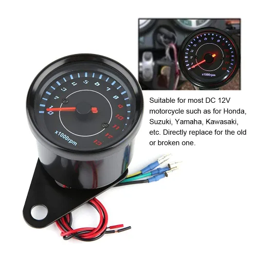 Miniatura 2 de Tacómetro electrónico universal con retroiluminación LED de 12 V, medidor de motocicleta de CC, construcción de aluminio, requiere instalación