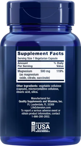 Miniatura 2 de Life Extension Magnesio 500 mg, 100 cápsulas vegetarianas (paquete de 3)