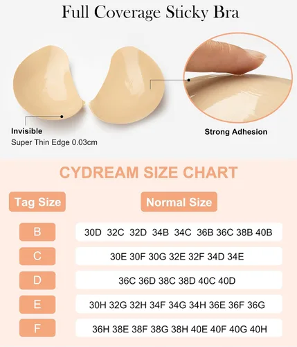 Miniatura 5 de CYDREAM Sujetador sin tirantes adhesivo adhesivo para mujeres de pecho completo, brasier de silicona invisible push up talla grande para vestido sin