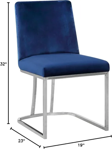 Miniatura 2 de Meridian Furniture Heidi Collection Modern - Silla de comedor tapizada de terciopelo contemporáneo con marco de metal cromado pulido, juego de 2, 19