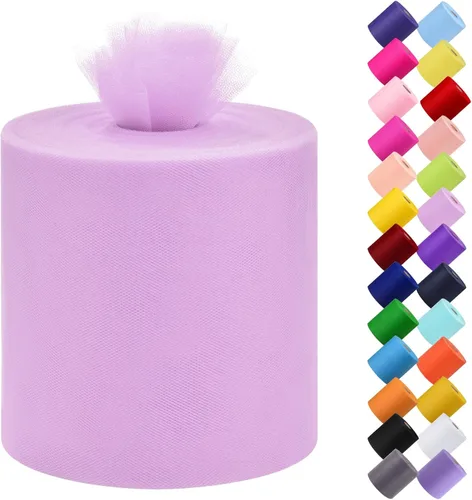 Miniatura 28 de Rollo de tela de tul, 6 pulgadas por 200 yardas (600 pies), carrete de tela de organza de tul para bricolaje, falda tutú, decoración de baby shower