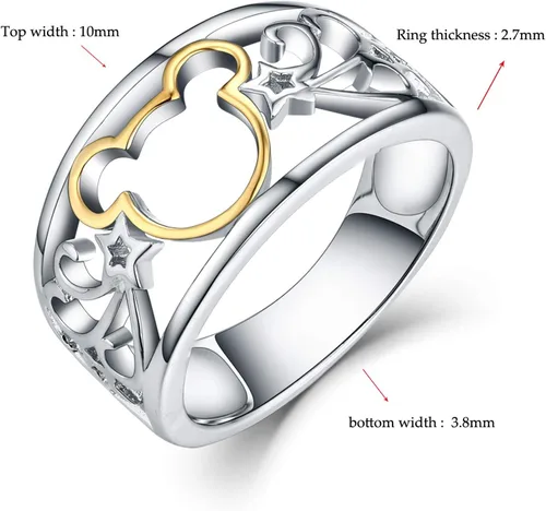 Miniatura 5 de JO WISDOM Anillo de ratón chapado en plata de ley 925 y oro amarillo