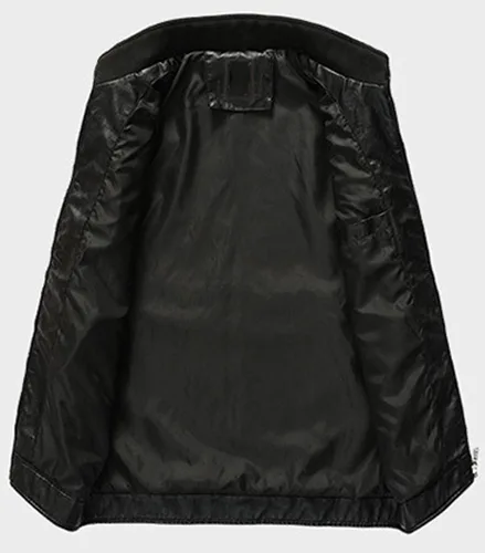 Miniatura 2 de Youhan Chaqueta de piel sintética tipo bomber con cremallera para hombre