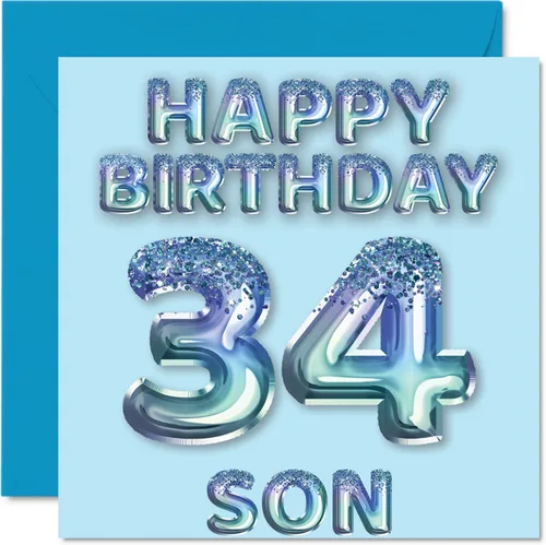 Miniatura 137 de Stuff4 Tarjeta de primer cumpleaños para niños, globo de fiesta con purpurina azul, tarjetas de feliz cumpleaños para niño de 1 año, nieto, hijo, 57